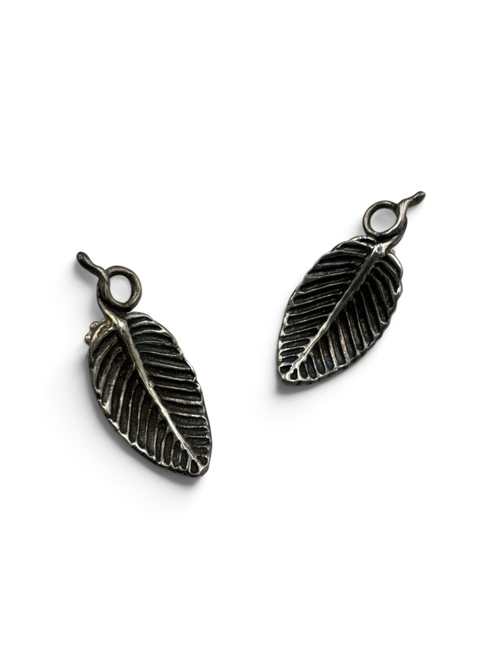 Vintage C.W. Sterling Silver Southwest Leaf Feather Post Earrings Signed 925